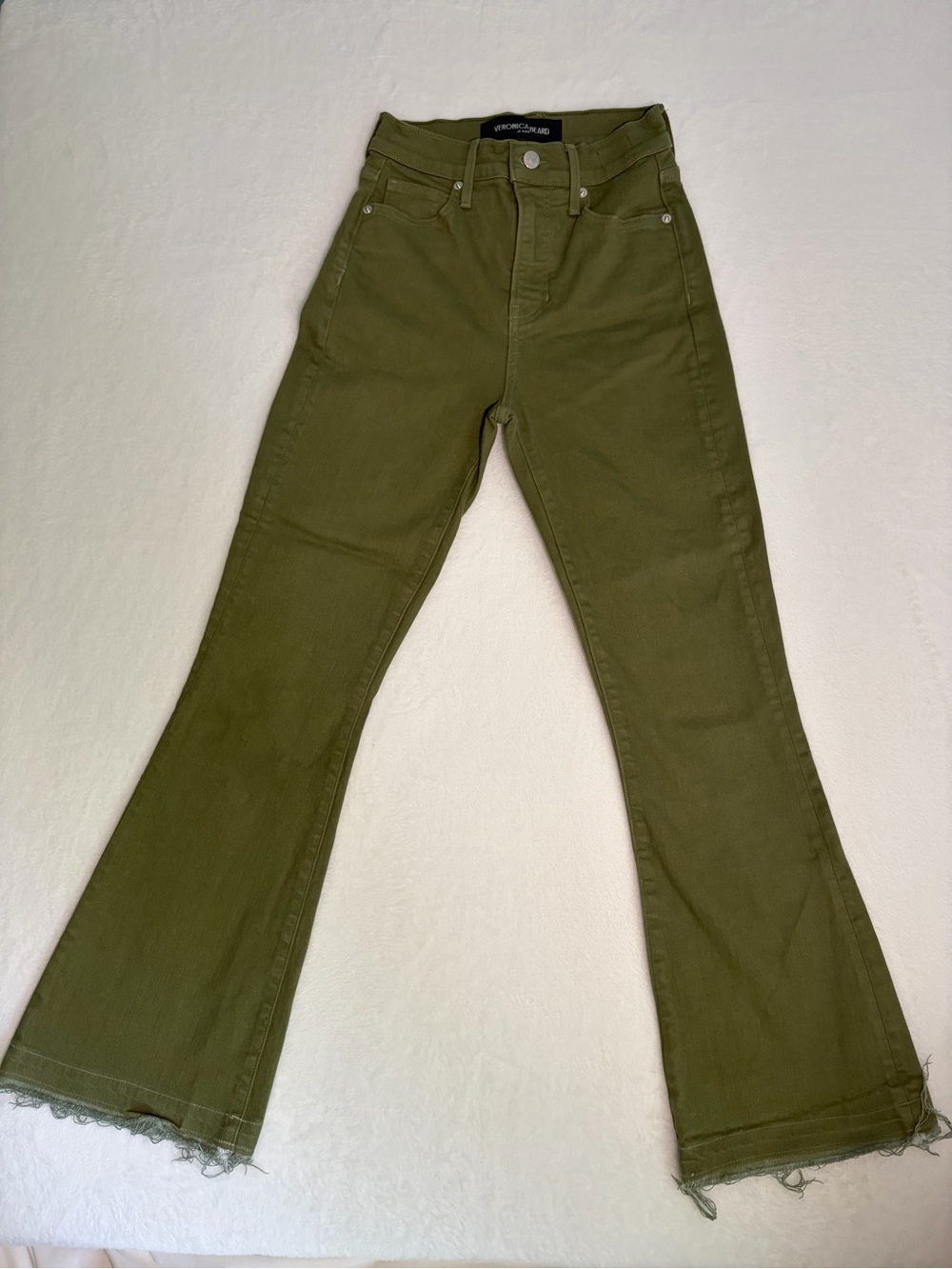 Veronica Beard Carson Ankle Flare High Rise Jeans with Raw Hem